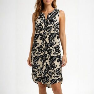 Alex & Lili Black and White Floral Rayon Dress Fits L